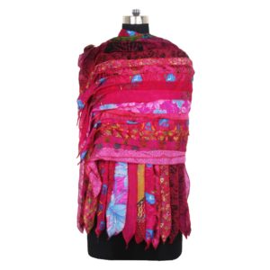 Vintage Recycled Silk Sari 15 Strip Scarf Stole Patchwork Scarves Assorted SC 534