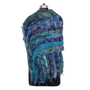 Vintage Recycled Silk Sari 15 Strip Scarf Stole Patchwork Scarves Assorted SC 541