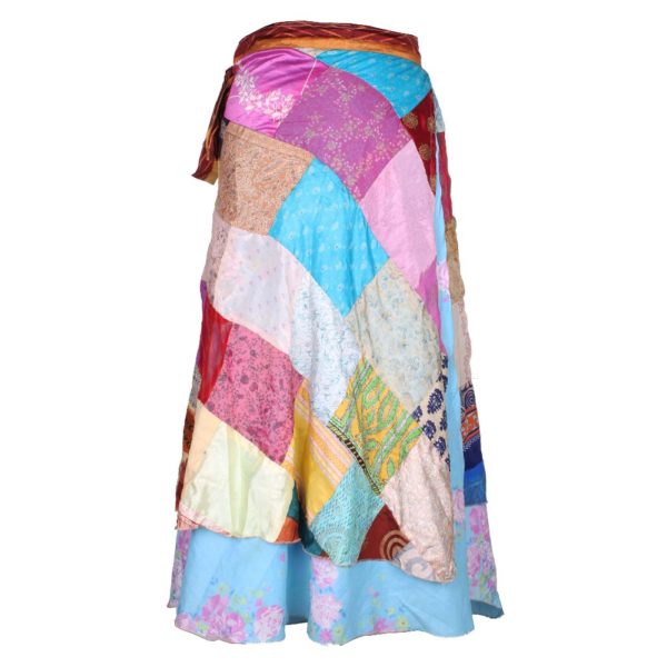 Vintage Silk Patch Work Magic Wrap Skirt