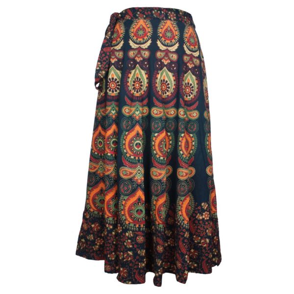 Cotton Wrap Around Skirt long Jaipur Print Boho Hippie Gypsy