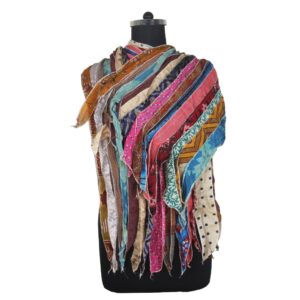 Vintage Recycled Silk Sari 15 Strip Scarf Stole Patchwork Scarves Assorted SC 638